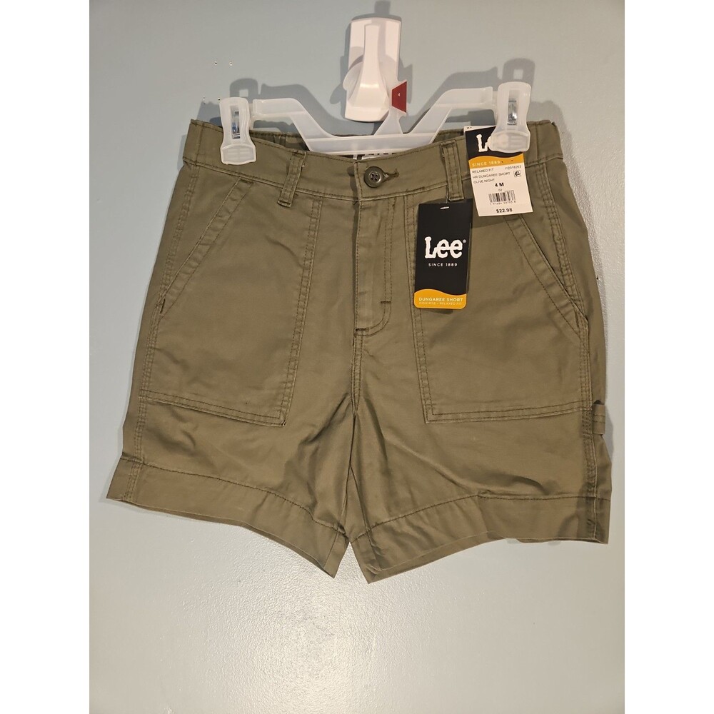 NWT Lee Women's Relaxed Fit Dungaree Short, High-Rise, Olive Night, Size 4 M